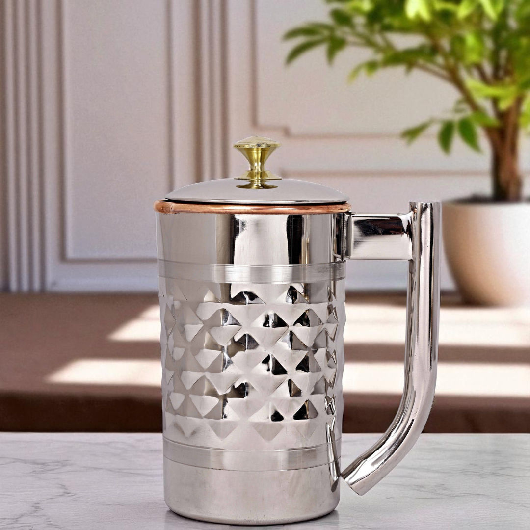 Pure steel copper diamond design jug, 1500 ML